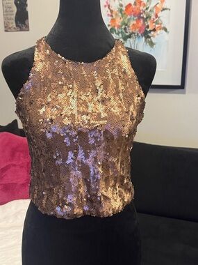 Sequin Crop Top - Rose Gold